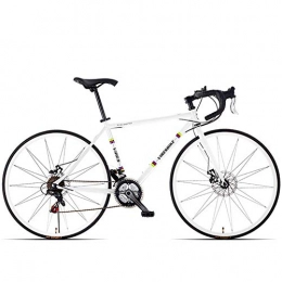 Cxmm Bike 21 Speed Road Bicycle, High-Carbon Steel Frame Men's Road Bike, 700C Wheels City Commuter Bicycle with Dual Disc Brake, White, Straight Handle, White, Bent Handle