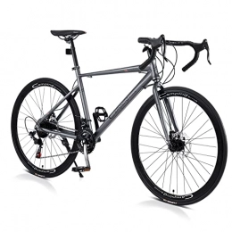 YUNYODA Bike 21-Speed Road Bike, 700C Aluminum Alloy Road Bicycle with Dual Disc Brake, Adult Mountain Bike Full Suspension MTB Bikes for Men or Women