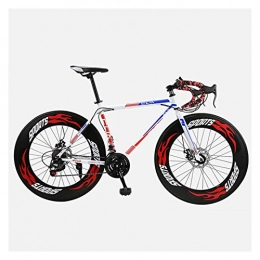  Bike 26 Inch 27 Speed Carbon Steel Road Bike 700C Wheels Disc Brake for Adult (Color : White Red, Size : 27 speed)