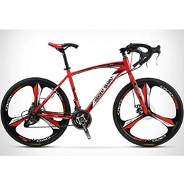 HAOYF Road Bike 26 Inch Mens Road Bike, 3-Spoke Stylish Rims, High Carbon Steel Frame, 27 Speed Double Disc Brake Road Bicycle Racing, Rider Height 165-185 Cm (5.4-6 Feet), Red