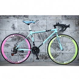 HAOYF Road Bike 26-Inch Road Bicycle, 24-Speed Bikes, Double Disc Brake Bicycles, High Carbon Steel Frame, Road Bicycle Racing, Rider Height 165-185 Cm (5.4-6 Feet), Pink