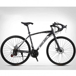 HYQW Road Bike 26-Inch Road Bicycle, 24-Speed Bikes, Double Disc Brake, High Carbon Steel Frame, Road Bicycle Racing, Gray