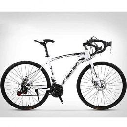 BHDYHM Bike 26-Inch Road Bicycle, 24-Speed Bikes, Double Disc Brake, High Carbon Steel Frame, Road Bicycle Racing, White