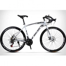 HAOYF Road Bike 26-Inch Road Bicycle Unisex, 24-Speed 40 Knives Bikes, Rider Height 165-185 Cm (5.4-6 Feet), Double Disc Brake, High Carbon Steel Frame Road Bicycle Racing, Silver