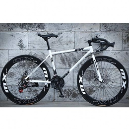 HAOYF Road Bike 26-Inch Road Bike, 24-Speed Double Disc Brake Bicycles, High Carbon Steel Frame, Road Bicycle Racing, Rider Height 165-185 Cm (5.4-6 Feet), White