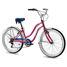  Road Bike 26" KCP BEACH CRUISER COMFORT BIKE Ladies ALOHA 2.0 6S SHIMANO pink (p) RETRO LOOK - (26 Zoll)