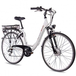 CHRISSON Road Bike 28 inchesCITY BIKE ALU BICYCLE E-BIKE PEDELEC CHRISSON E-LADY with 7G Shimano White 50cm71.1cm (28Inches)