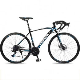 BNMKL Bike 700C Road Bike, 21 / 24 / 27 Speed Bicycle, High-Carbon Steel Frame Road Bicycle, City Utility Bike with Dual Disc Brake for Men / Women, Black Blue, 21 Speed