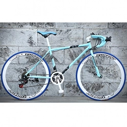 HAOYF Bike Adult Road Bike, 24 Speed 26-Inch, Men Racing Bicycle with Dual Disc Brake, High-Carbon Steel Frame Road Bicycle, Rider Height 165-185 Cm (5.4-6 Feet), Blue