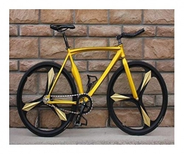 Without logo Bike AFTWLKJ Bicycle Fixed Gear Bike Three Knife Aluminum Alloy with Eye-catching Multi-color Can Adult Male and Female Students (Color : Gold, Size : 52cm(175cm 190cm))