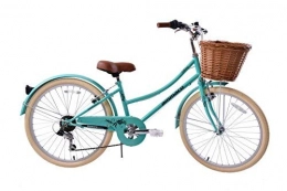 Ammaco Road Bike Ammaco Tiffany 24" Wheel Heritage Dutch Style Girls Bike & Wicker Basket Green Age 8+