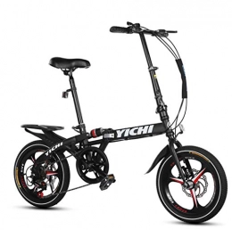 AOHMG Road Bike AOHMG Folding Bicycle, 7-Speed Foldable Bike Dual Disc Brake Aluminum Lightweight, Black_14in