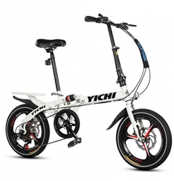 AOHMG Road Bike AOHMG Folding Bicycle, 7-Speed Foldable Bike Dual Disc Brake Aluminum Lightweight, White_14in