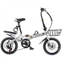 AOHMG Road Bike AOHMG Folding Bike Lightweight Foldable Bike, 6-Speed Dual Disc Brake Adjustable Seat, White_20in