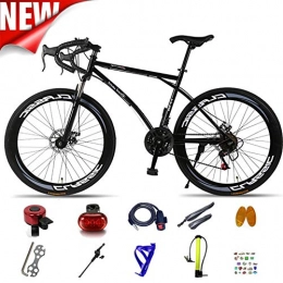 ATGTAOS Road Bike ATGTAOS 26 Inch Road Bike, 24 Speed, Variable Speed Fixed Gear Bicycle, Mountain, Solid tire, Shock Absorbing Front Fork, Dual Disc Brake, Student, Teenager, Female, Adult, Male