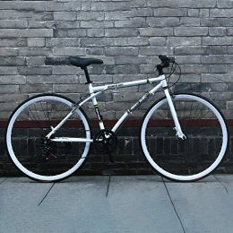 AURALLL Bike AURALLL Road Bike Adult-Only High Carbon Steel Racing Bike 7 Speed, Derailleur System And Double V-Brake Soft Saddle Aluminum Stem Design, White