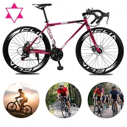 AURALLL Road Bike AURALLL Unisex Competitive Road Bike Commuter City Road Bike 27-Speed Bikes, Double Disc Brake, High Carbon Steel Frame, Road Bicycle Racing Road Bicycle Racing, Pink