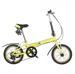 GHGJU Road Bike Bicycle Child Aluminum Alloy Folding Bike 7 Speed 20 Inch / 16 Inch Student Folding Bicycle Cyclocross, Yellow-20in