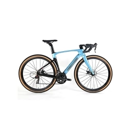   Bicycles for Adults Carbon Fiber Gravel Road Bike 24 Speed Line Pulling Hydraulic Disc Brake Fully Hidden Cable Carbon Frame Cool Design (Color : Blue)