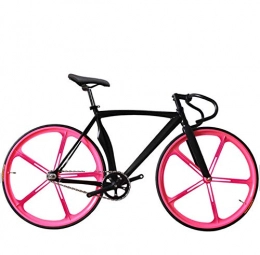 XDOUBAO Road Bike Bike Bike Mountain Bikes Exercise Bike for Home Bike Male and Female Bicycles Scimitar Muscle Fixie Bicycle Fixed Gear 52cm DIY Five Cutter Wheel Speed Road Bike Fixie-Black Pink
