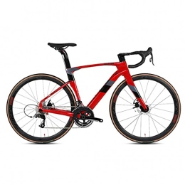 WANYE Bike Carbon Road Bike, 700C Carbon Fiber Racing Bicycle With 22 Speed Derailleur System and Double V Brake red-54cm