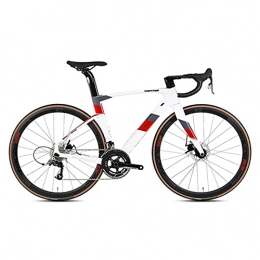 WANYE Road Bike Carbon Road Bike, Carbon Fiber 700C Road Bicycle With 22 Speed Groupset Ultra-Light Carbon Wheelset Seatpost Fork Bicycle White Red-51cm