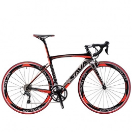 SAVA Bike Carbon Road Bike, Sava Carbon Road Bike Carbon Fiber Wheelset 700C Shimano Bike Chain 470020Connection Updated Version, red, 50 (EU)