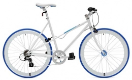 Cheetah Bike Cheetah Women's Ladies Fixed Gear Bicycle, White / Blue, Size 54