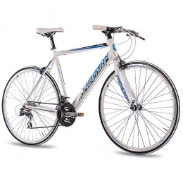 CHRISSON Bike CHRISSON 28 Inch Road Bike Fitness Bike Urban Bike Airwick with 24 Speed Shimano Acera White Blue, Men, blue / white, 56 cm