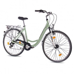CHRISSON Road Bike CHRISSON '28inch Luxury Alloy City Bike Women's Bicycle Relaxia 1.0with 6Gears Shimano Mint Green