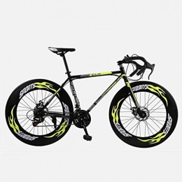 CSS Road Bike CSS Road Bicycle, 26 Inches 27-Speed Bikes, Double Disc Brake, High Carbon Steel Frame, Road Bicycle Racing, Men's and Women Adult 6-20, Yellow