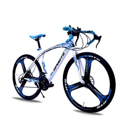 DGAGD Road Bike DGAGD 26-inch road bike with variable speed and double disc brakes, one wheel for racing bicycles-White blue_27 speed