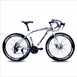 DGAGD Road Bike DGAGD 26-inch road bike with variable speed bend and double disc brakes, racing bike, 60 cutter wheels-White black_30 speed