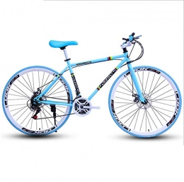 DGAGD Road Bike DGAGD 26 inch variable speed dead fly bicycle dual disc brake pneumatic tire solid tire 27 speed bicycle road racing 40 knife circle blue