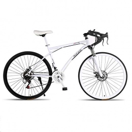 DGAGD Road Bike DGAGD Variable speed dead fly bicycle double disc brake shock absorption men and women mountain bike 30 knife circle white and black