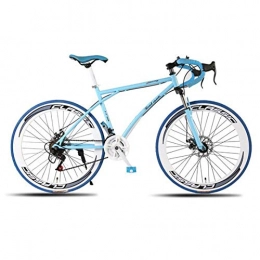 DGAGD Road Bike DGAGD Variable speed dead fly bicycle double disc brake shock absorption men and women mountain bike 60 knife circle light blue