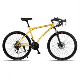 DGAGD Road Bike DGAGD Variable speed dead fly bicycle dual disc brake shock absorption men and women mountain bike 40 knife circle yellow