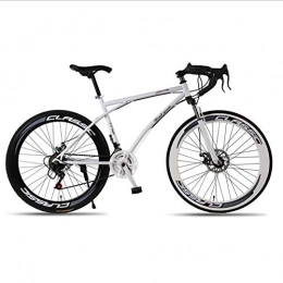 DGAGD Road Bike DGAGD Variable speed dead fly bicycle dual disc brake shock absorption men and women mountain bike 60 knife circle white and black