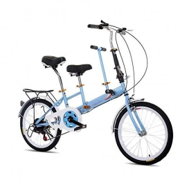 DiLiBee Road Bike DiLiBee 20" Folding Tandem Bike Family Bicycle Portable Folding Wheel Tandem Bike Family Bicycle High Carbon Steel 2 Seater Double Kids Baby Parents 7 Speed