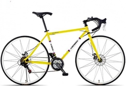 DIMPLEYA Bike DIMPLEYA 21 Speed Road Bicycle, High-carbon Steel Frame Men's Road Bike, 700C Brake, Yellow, Straight Handle, Yellow, Bent Handle