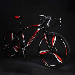 WSZGR Road Bike Double Disc Brake High Carbon Steel Frame, 27 Speed Bikes, 26 Inch Road Bicycle, Men Women Adult Racing Road Bicycles Black And Red 26", 27-speed