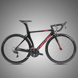 Edman Bike Edman Road bike, carbon fiber frame, 700C wheels, 22 speed, adult male and female bicycles-Black red_52cm
