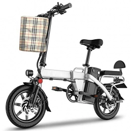 Sheng yuan Bike Electric Bike, Quick Folding, 48V 250W Silent Motor, Disc Brake, Short Charge Lithium-Ion Battery, Battery Capacity Selectable, White-25Ah / 1200Wh