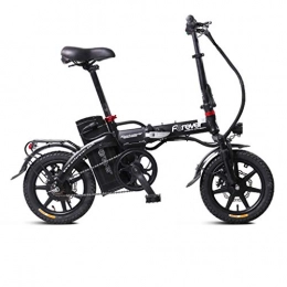 Electric Bikes Bike Electric Bikes Electric Car 14 Inch Men And Women 48V / 12H Folding Lithium Battery Car Adult Aluminum Electric Bicycle (Color : Black, Size : 130 * 56 * 108cm)