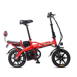 Electric Bikes Bike Electric Bikes Electric Car 14 Inch Men And Women 48V Folding Lithium Battery Boost Battery Car Adult Electric Bicycle (Color : Red, Size : 130 * 56 * 108cm)