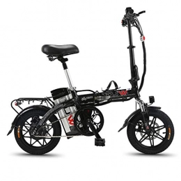 Electric Bikes Road Bike Electric Bikes Electric Car 14 Inch Men And Women Folding Lithium Battery Car Adult Aluminum Electric Bicycle, Long Battery Life (Color : Black, Size : 120 * 58 * 90cm)