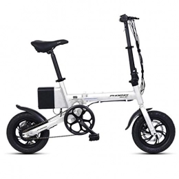 Electric Bikes Bike Electric Bikes Folding Electric Bicycle 12 Inch Smart Aluminum Alloy Battery Car Small Lithium Battery Bicycle, Pure Electric Battery Life 25-30km (Color : White, Size : 126 * 55 * 92cm)