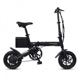 Electric Bikes Road Bike Electric Bikes Folding Electric Bicycle 12 Inch Smart Aluminum Alloy Battery Car Small Lithium Battery Bicycle, Pure Electric Battery Life 35-40km (Color : Black, Size : 126 * 55 * 92cm)