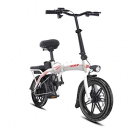 Electric Bikes Bike Electric Bikes Folding Electric Bicycle 14 Inch Intelligent LED Light Battery Car Small Lithium Battery 48V15AH Bicycle, Power Life 110km (Color : White, Size : 125 * 57 * 100cm)