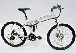 ELECYCLE Bike ELECYCLE 250W Electric Bicycle 26 Inch with Shimano 21 Speeds Folding Mountain Bike in White with LCD Display